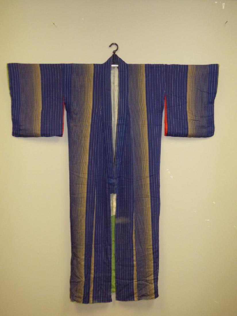 Japanese Kimono - Blue & Tan Stripe: Size : 59" x 48"