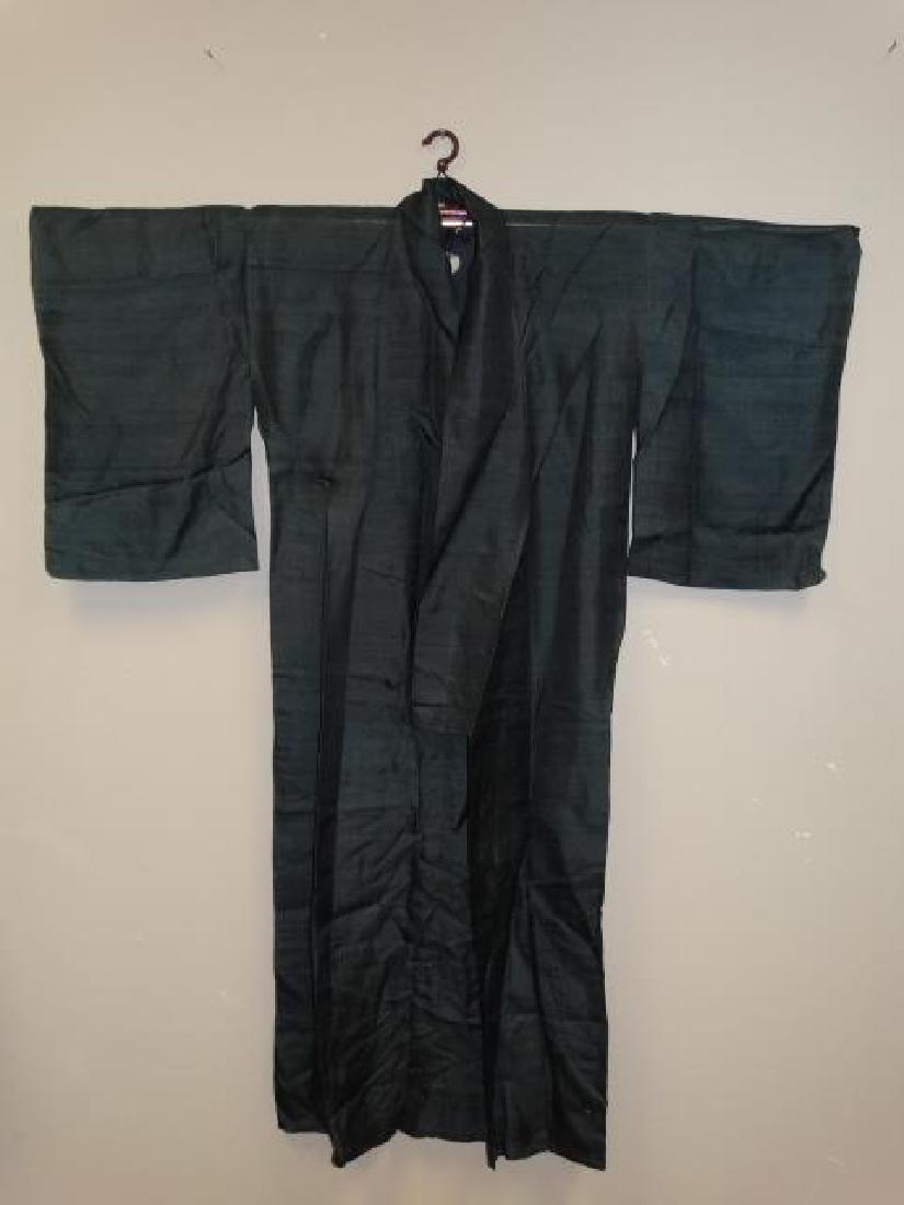 Japanese Silk Kimono: Greenish Blue - 59" x 49"