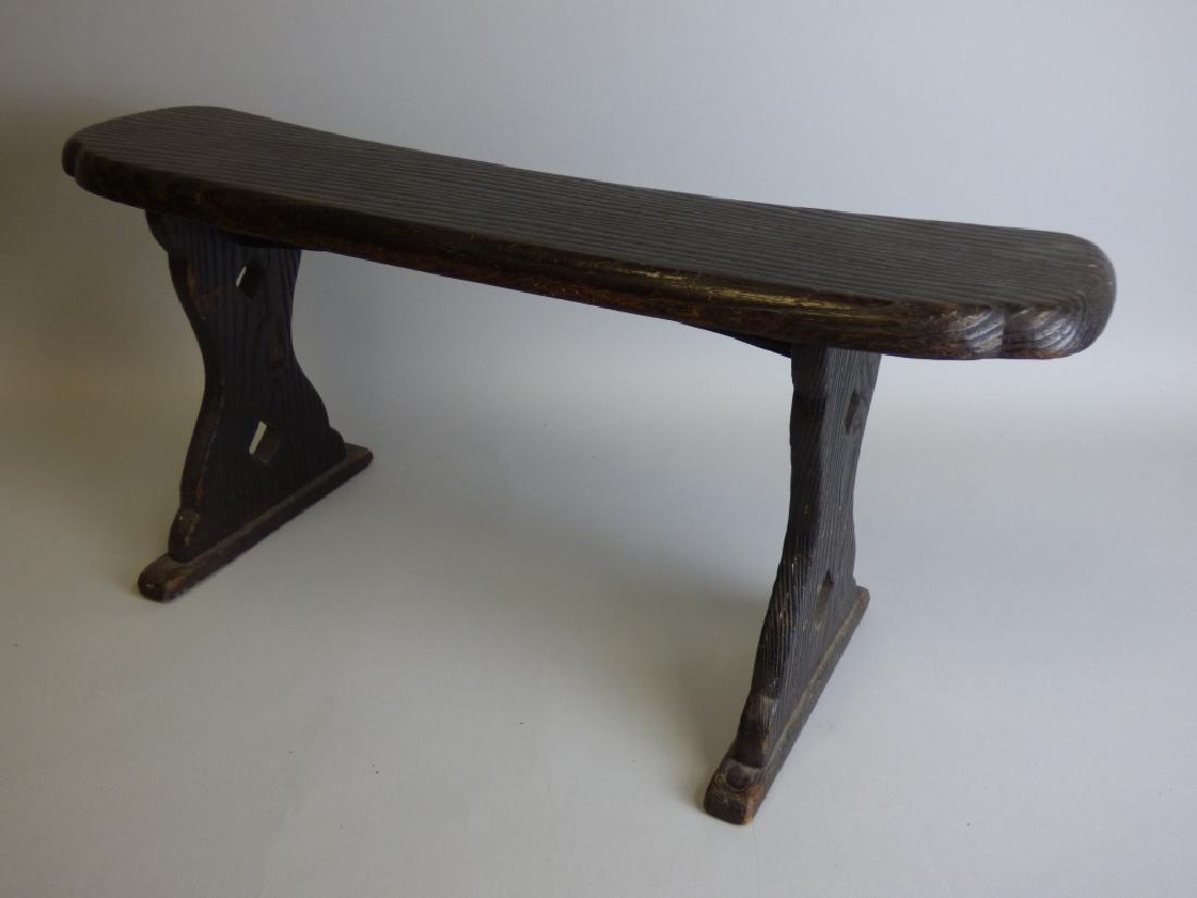 Japanese Ebonized Wood Kyosoku Arm Rest: Size : 9 3/4" H x 21 1/2" L x 7 3/4" W