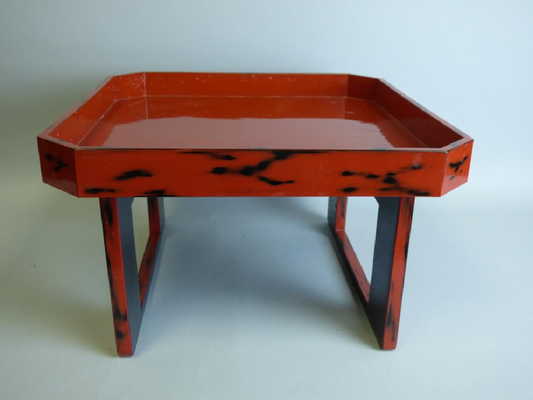 Negoro Lacquer Tea Tray: Size : 8 3/4" H x 14 3/8" L x 14 3/8" W