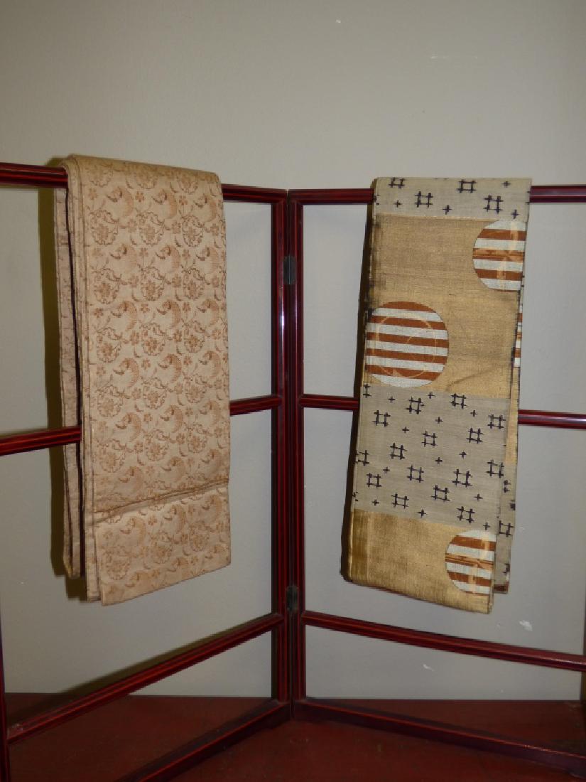 2 Japanese Obis - Cream & Brown / Tan Floral: Size : 132" & 126"
