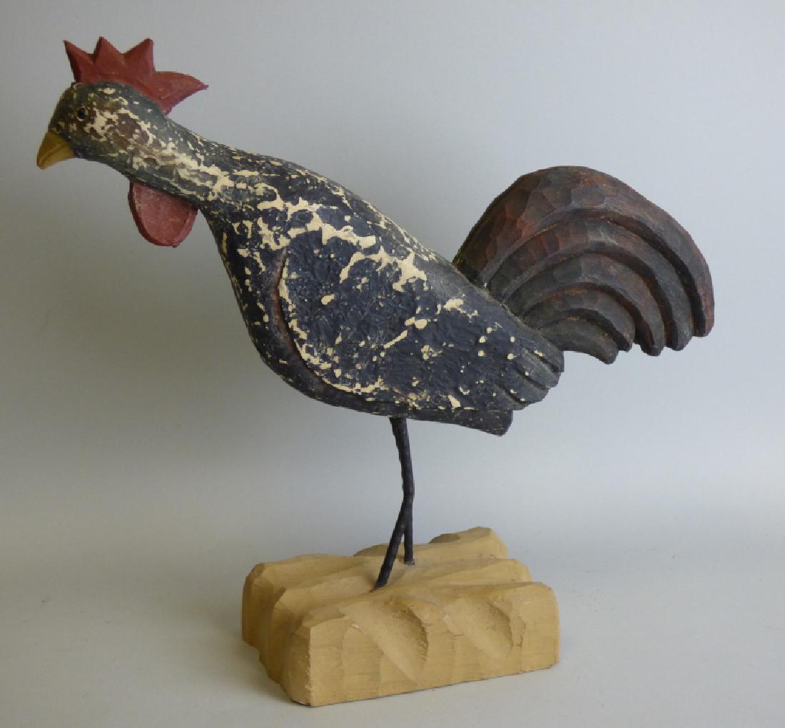 JAMES HADDON - Carved Wooden Rooster: Size : 13 1/4" H x 14 1/2" L