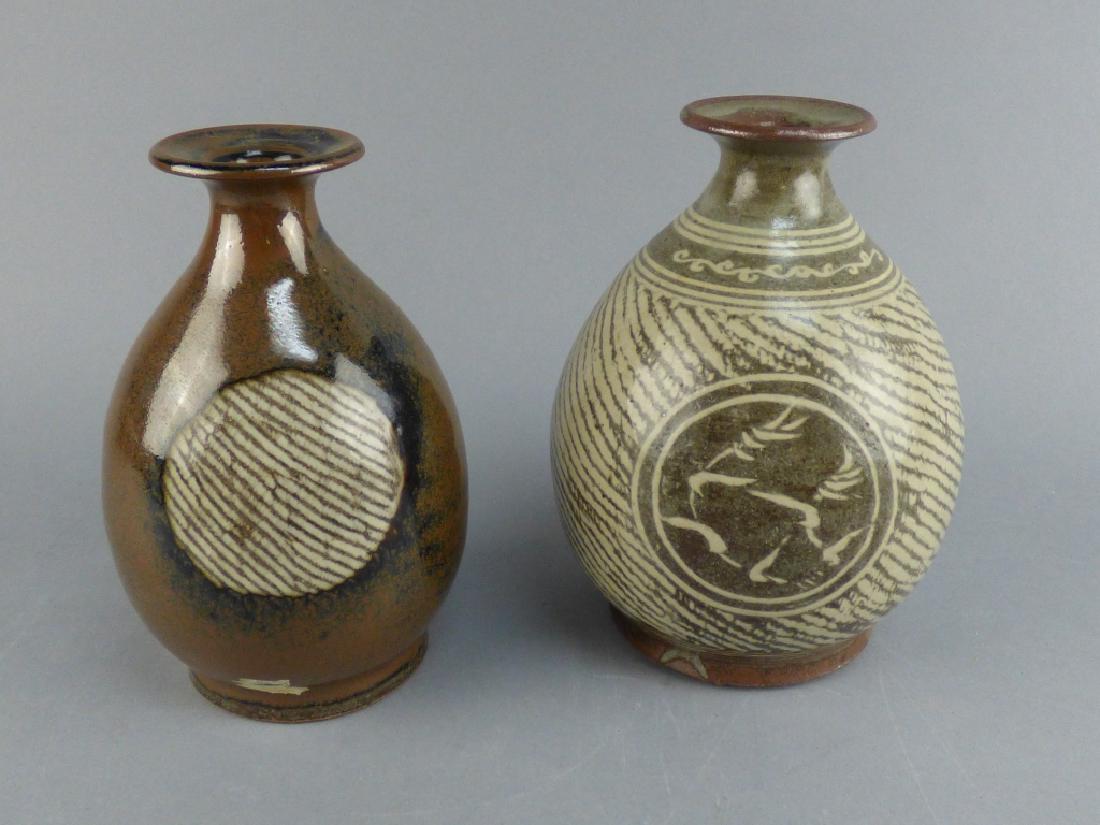2 Bottle Vases: 6.75" H