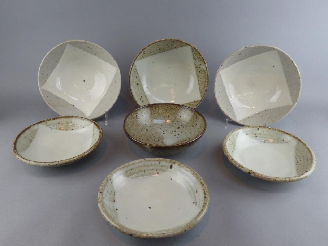 Aoyama Tetsuro 7 Piece Bowls: 7 Pieces Bowls 8" Dia x 3" H 2 With Firing Crack