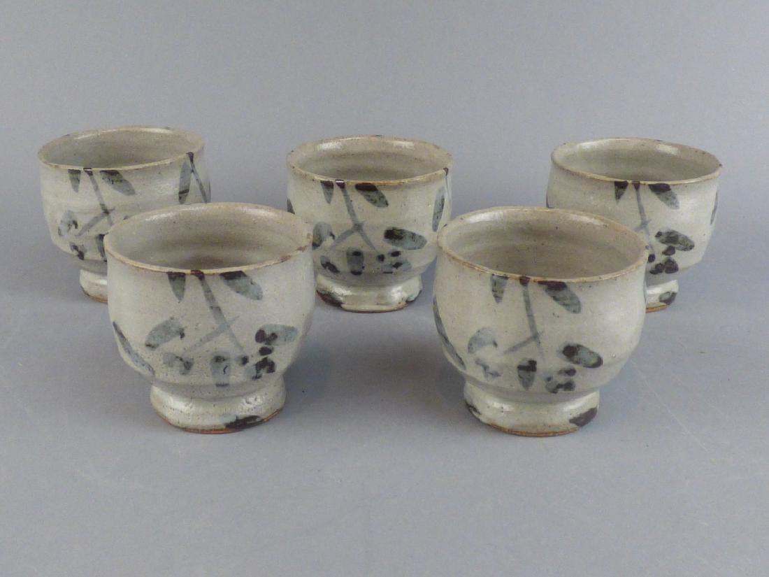 5 Pottery Cups: 2.75" H x 3" Dia