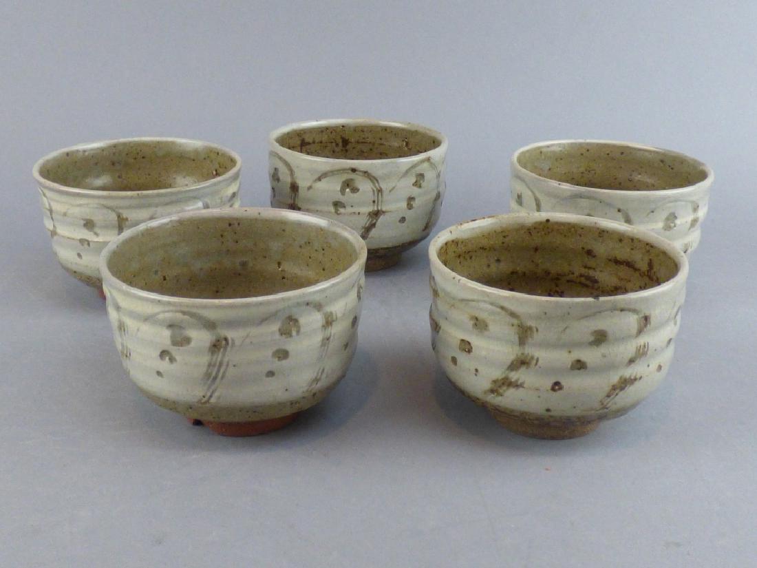 5 Pottery Cups: 3.5" Dia x 2.5" H