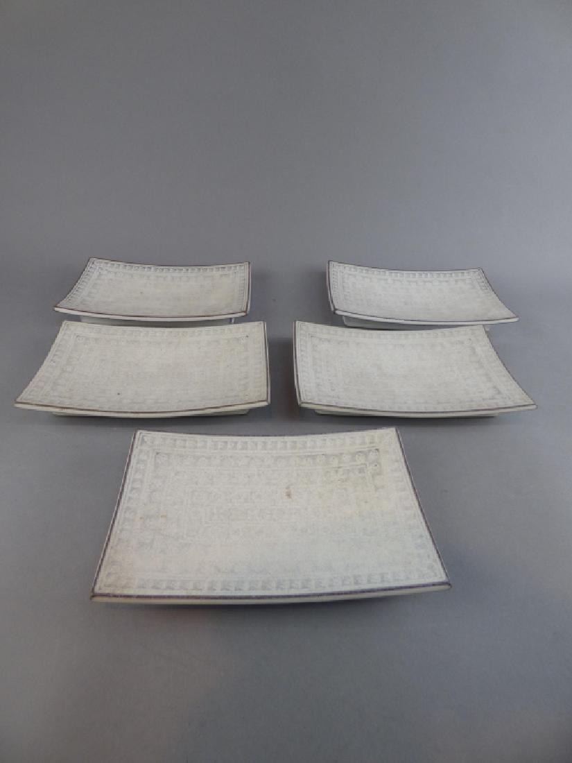 5 White Glazed Trays: 7.25" L x 4.75" W