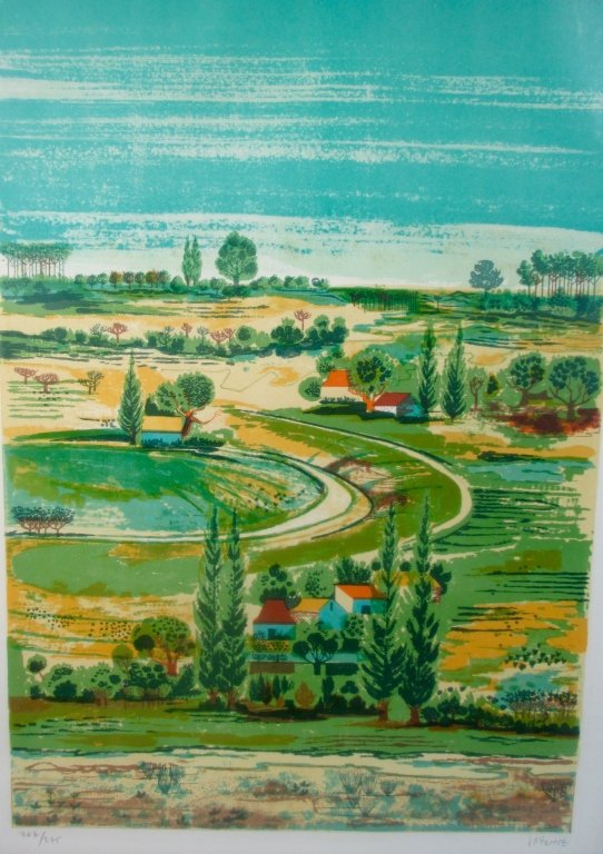 JEAN-PIERRE TERTRE (French, born 1927): Landscape Lithograph on paper Ed. #267/275 Signed lower right Published by Collector's Guild, Ltd. Size:
