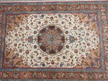 A Persian Nain Rug: Wool & silk Size: 9' 10 1/2" L x 6' 9 1/2" W Provenance: Property from the Collection ofDr. J. Martin Barrash, Houston, Texas