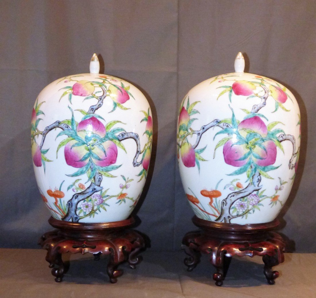 Pair of Famille Rose Ginger Jars (1 of 1)