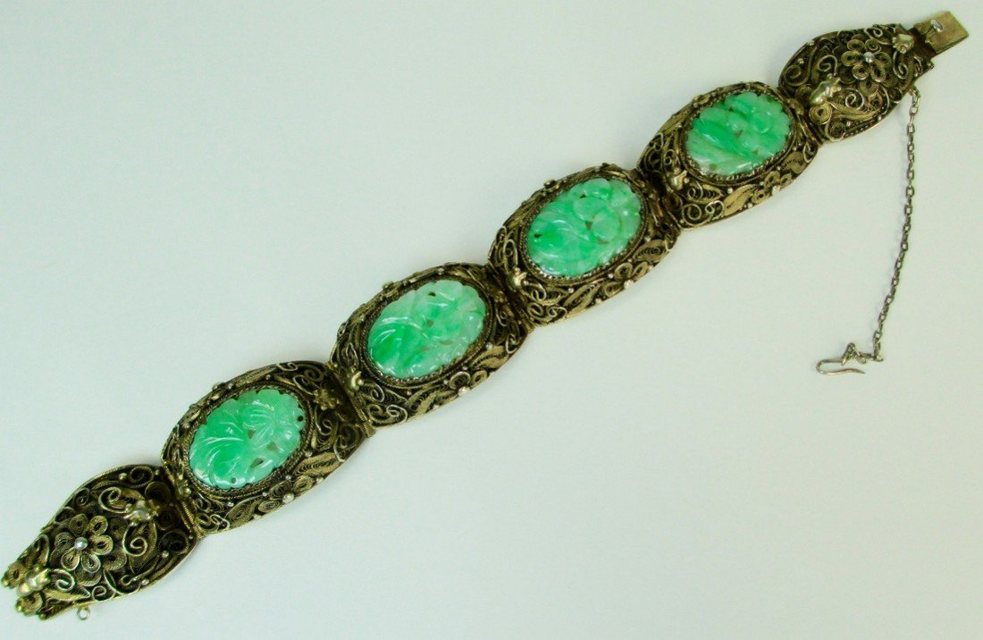 An Chinese export silver jade bracelet (1 of 7)
