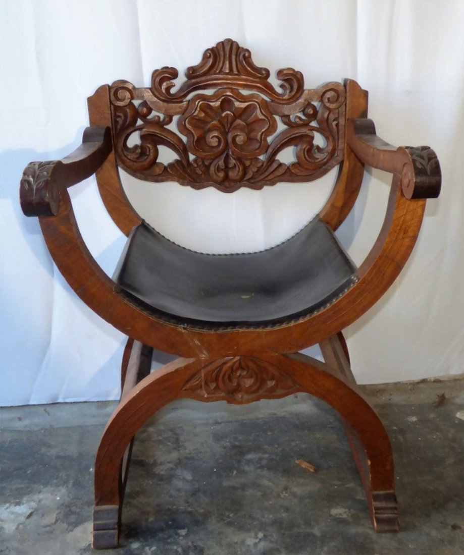 French Carved Dagobert Style Chair (1 of 1)