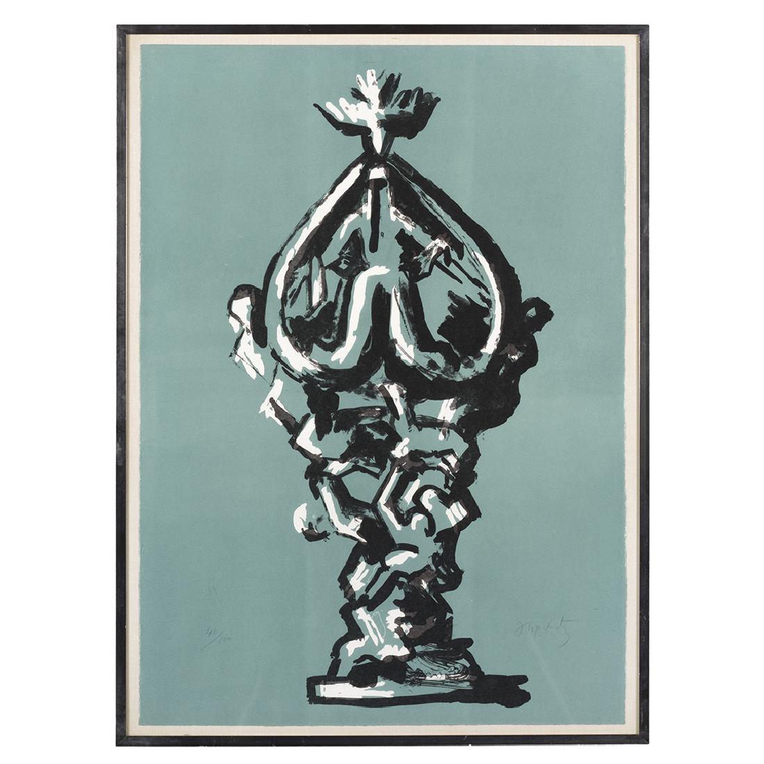 Lithograph by Jacques Lipchitz: Lithograph by Jacques Lipchitz, 1972. Signed and dated in pencil: J. Lipchitz, 1972. 27" H x 20" W.