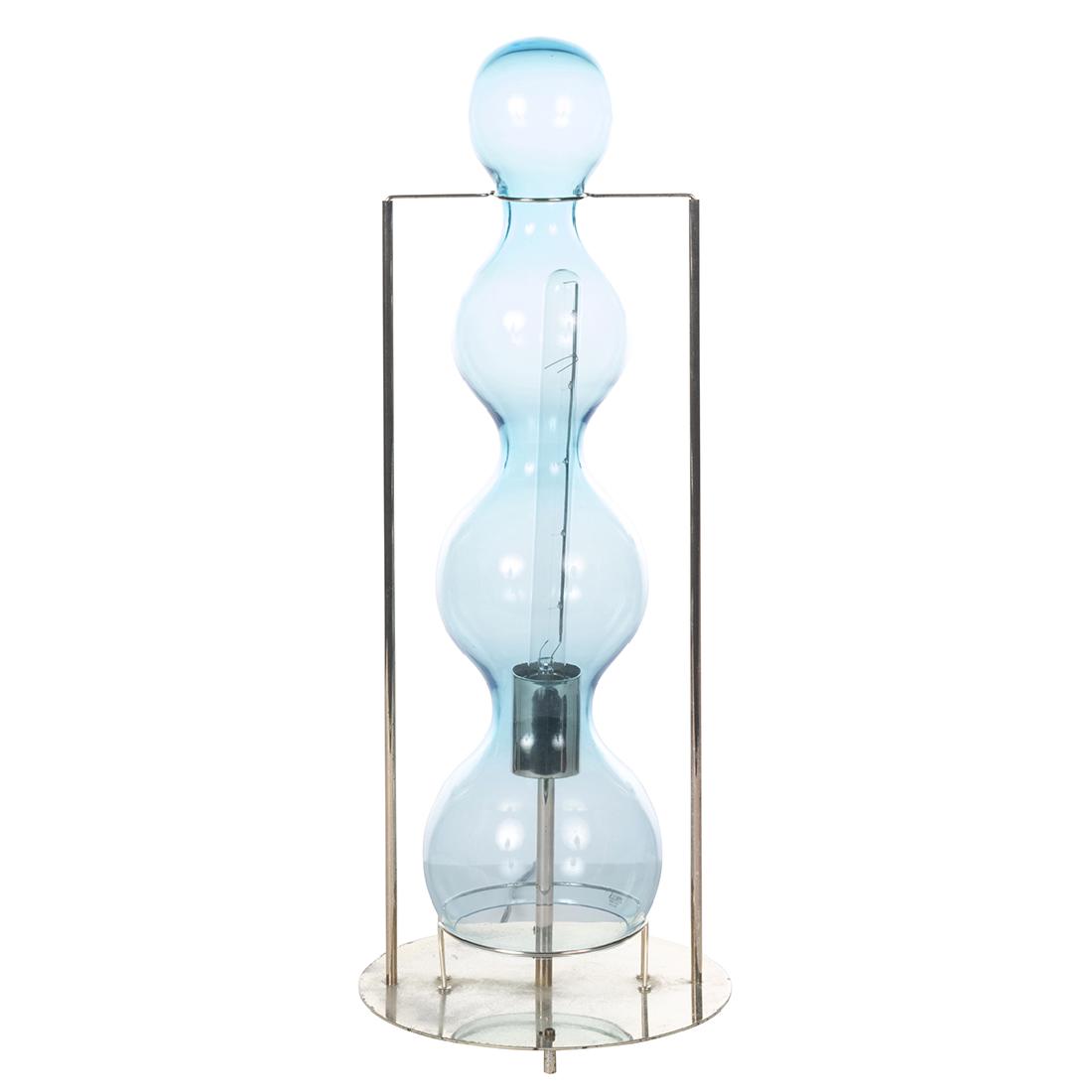 VeArt Glass Table Lamp: Blown glass and chrome table lamp by VeArt, Italy 1970s. 25.5" H.