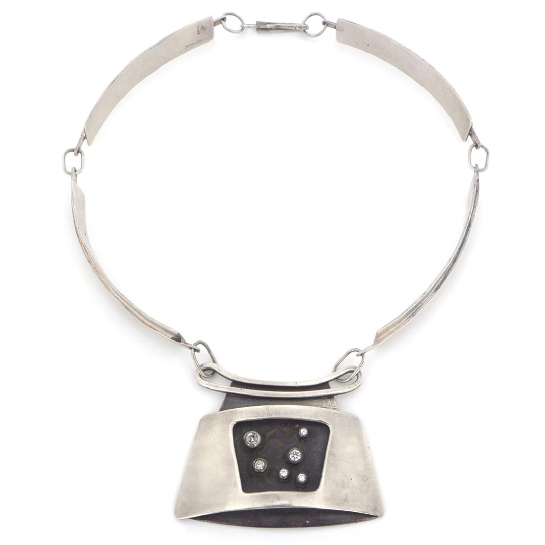 Ed Wiener Sterling Silver and Diamonds Choker (1 of 3)