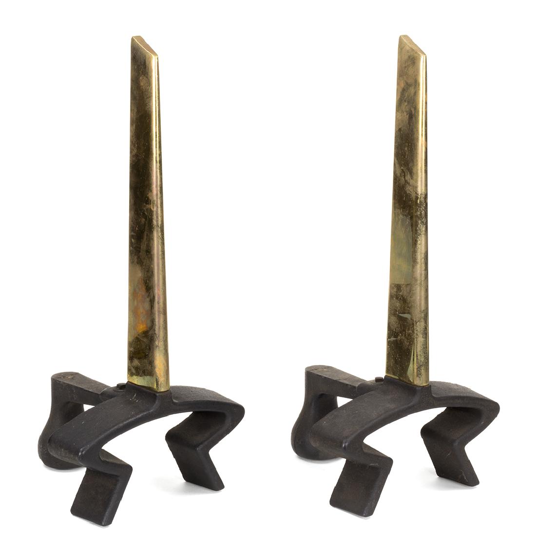 Donald Deskey Iron and Brass Andirons Â  (1 of 3)