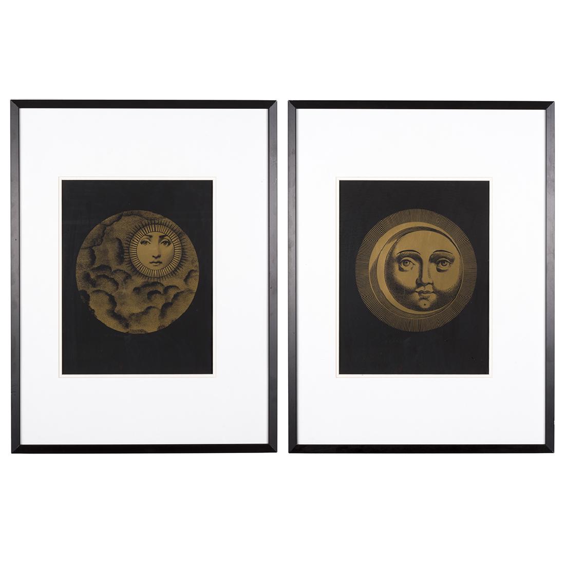 Piero Fornasetti Sole and Luna Silk Screen Prints (2) (1 of 3)