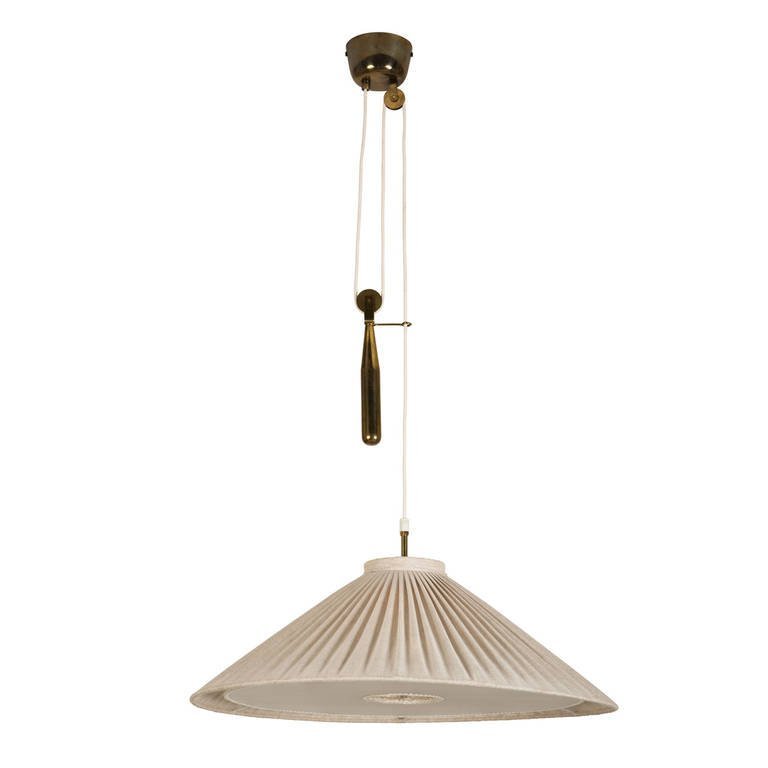Paavo Tynell Counter Weight Pendant: Model A1998 counter weight pendant by Paavo Tynell, 1950s. 35" H x 24" D.