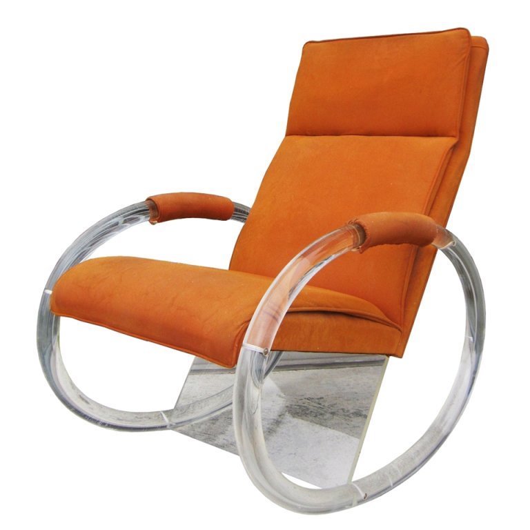 Charles Hollis Jones Acrylic Rocker: Acrylic rocker by Charles Hollis Jones, 1970s. Signed.