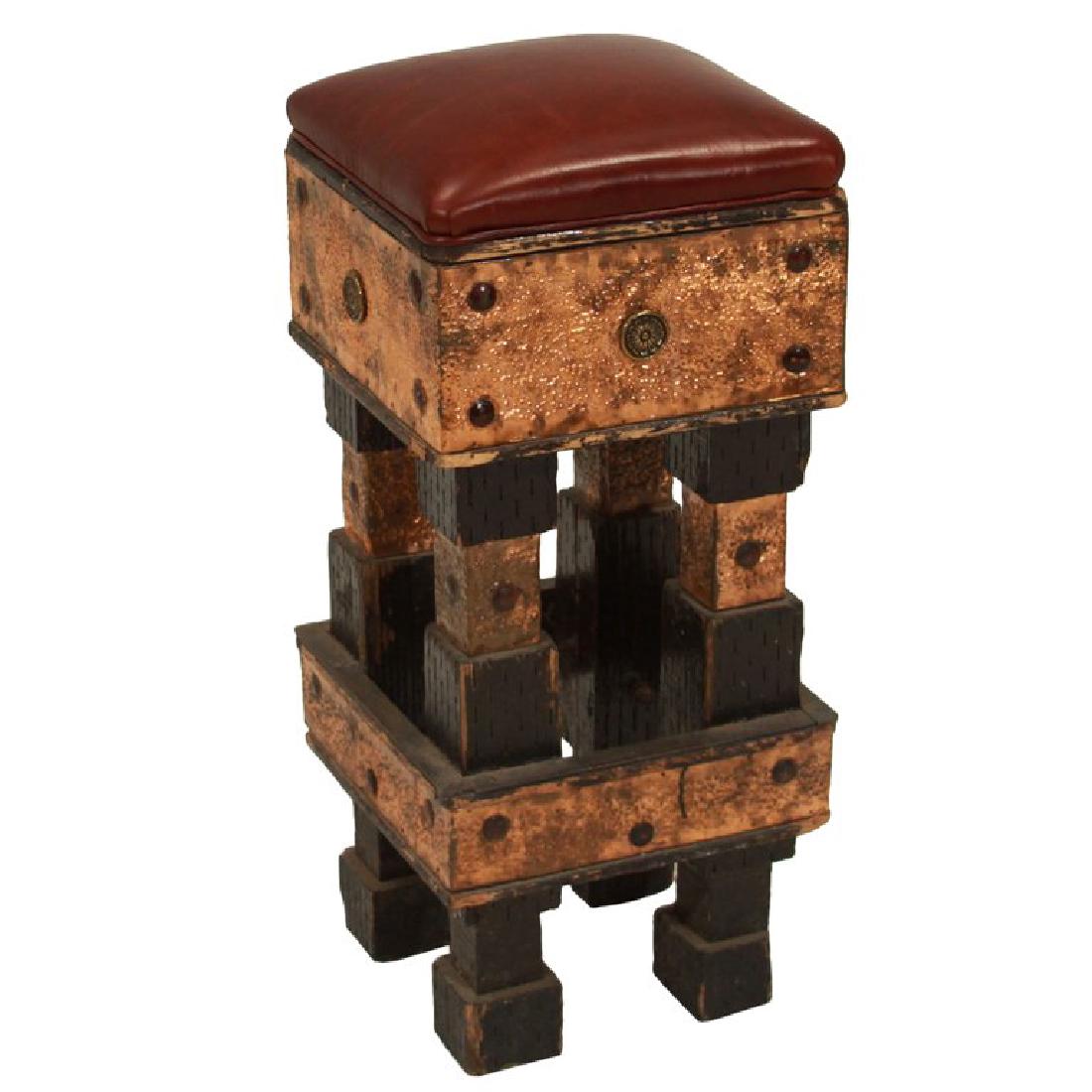 Hand Carved Hammered Metal Stool (1 of 3)