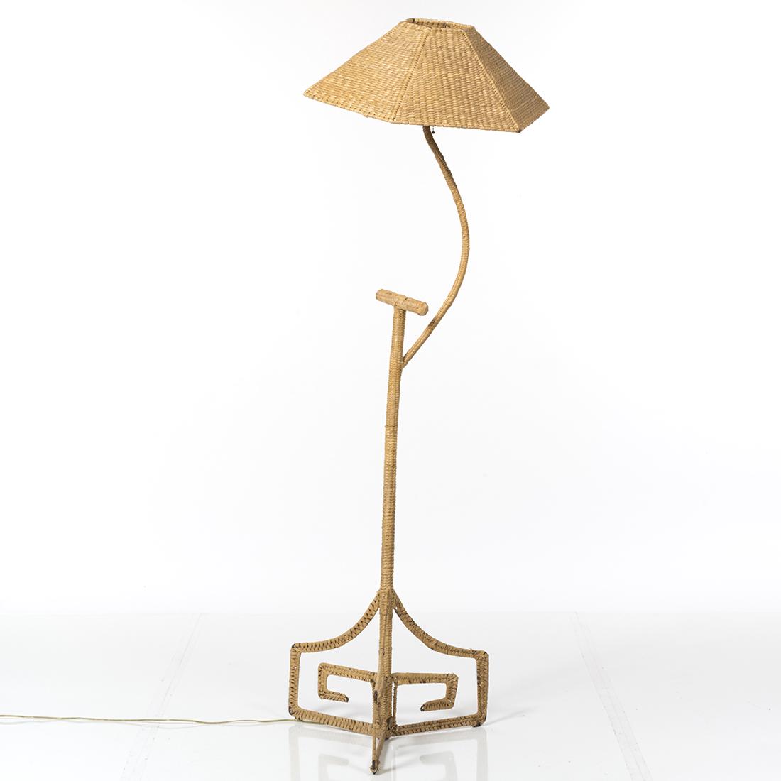 Mario Lopez Torrez Rattan Lamp: Rattan wrapped lamp bay Mario Lopez Torrez, 1980s.