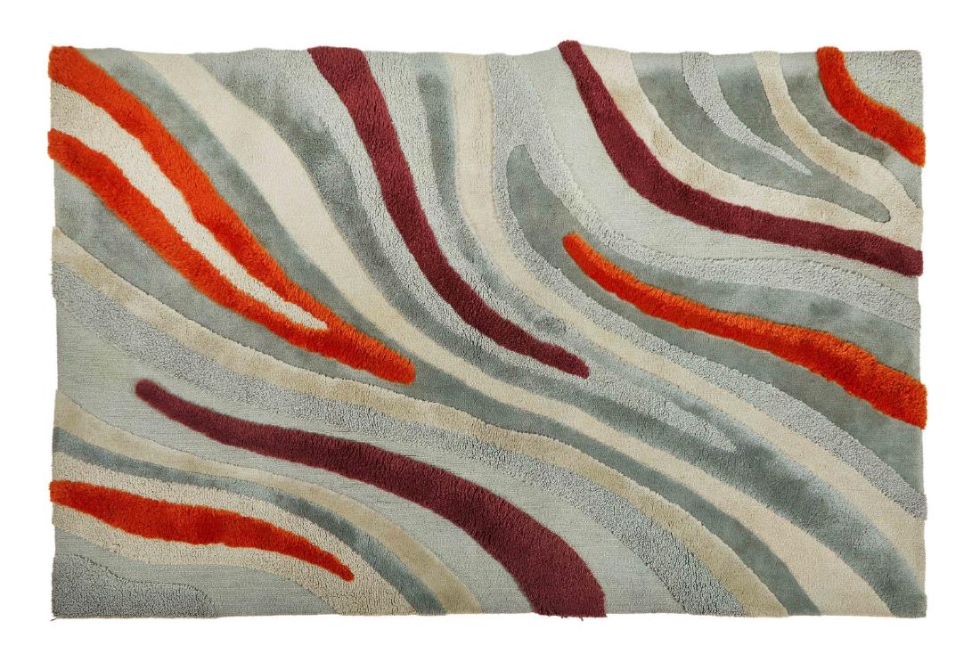 Edward Fields Custom Rug: Custom abstract sculpted pile rug by Edward Fields, 1960s. 6' x 9'.