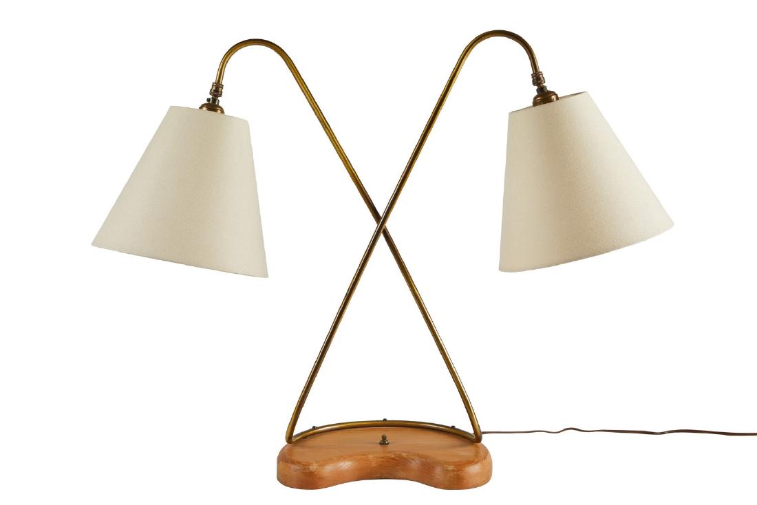 Double Shade Table Lamp with Wood Base (1 of 2)