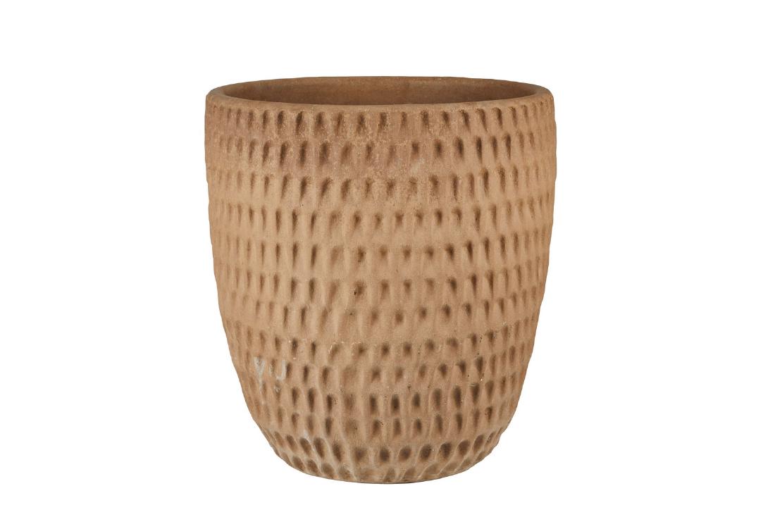 Stan Bitters Stoneware Thumb Pot Planter: Large stoneware thumb pot by Stan Bitters, 1970s. 24" H x 21" D.