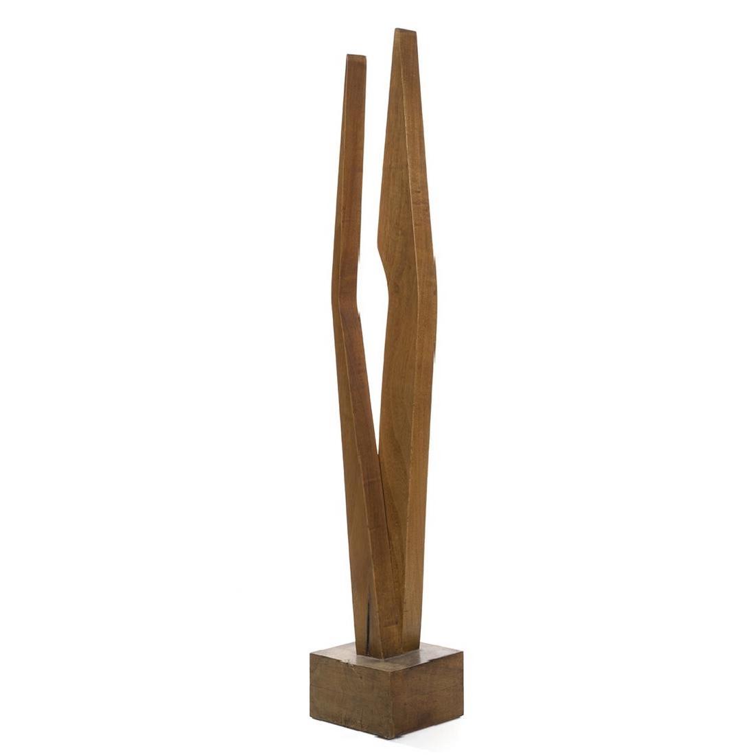 Mabel Hutchinson Sculpture: Wooden sculpture by Mabel Hutchinson, 1960s. 42" H. Documentation included.