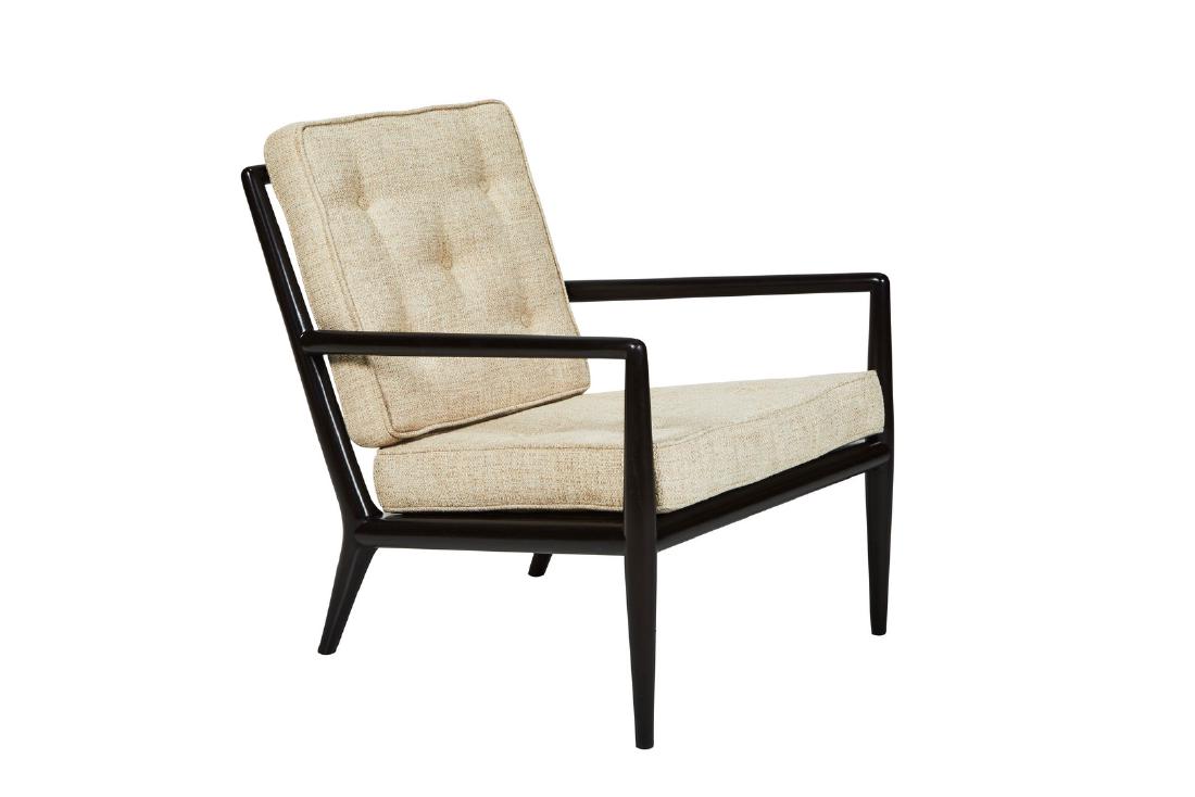 Robsjohn Gibbings Lounge Chair: Ebonized lounge chair by TH Robsjohn Gibbings for Widdicomb, 1950s. 29" H x 26" W x 29" D.