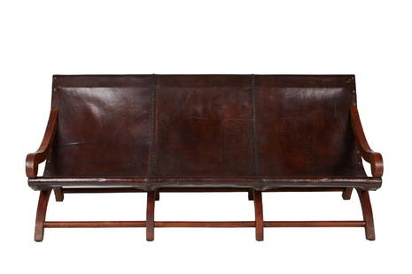 Luis Barragan Style Butaque Sofa: Leather Butaque sofa in the style of Luis Barragan, Mexico 1970s. 32" H x 76" W x 29" D.