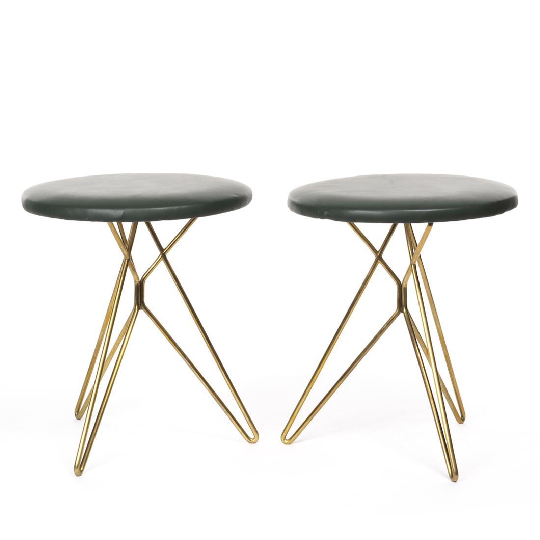 Italian leather and Brass Stools (2) (1 of 3)