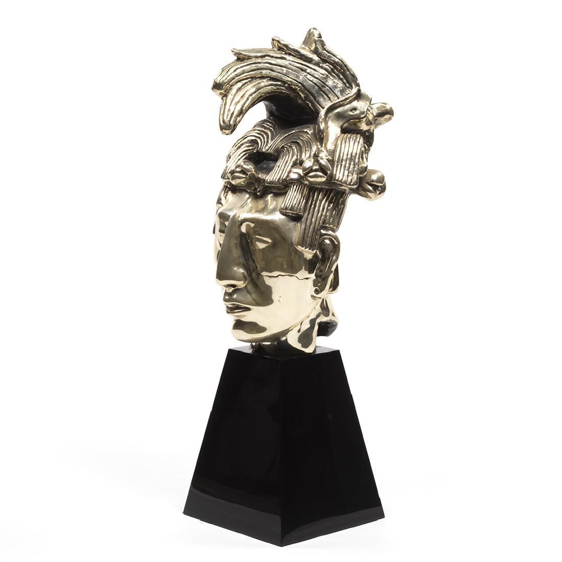 Silverplate Mayan Head Sculpture (1 of 4)