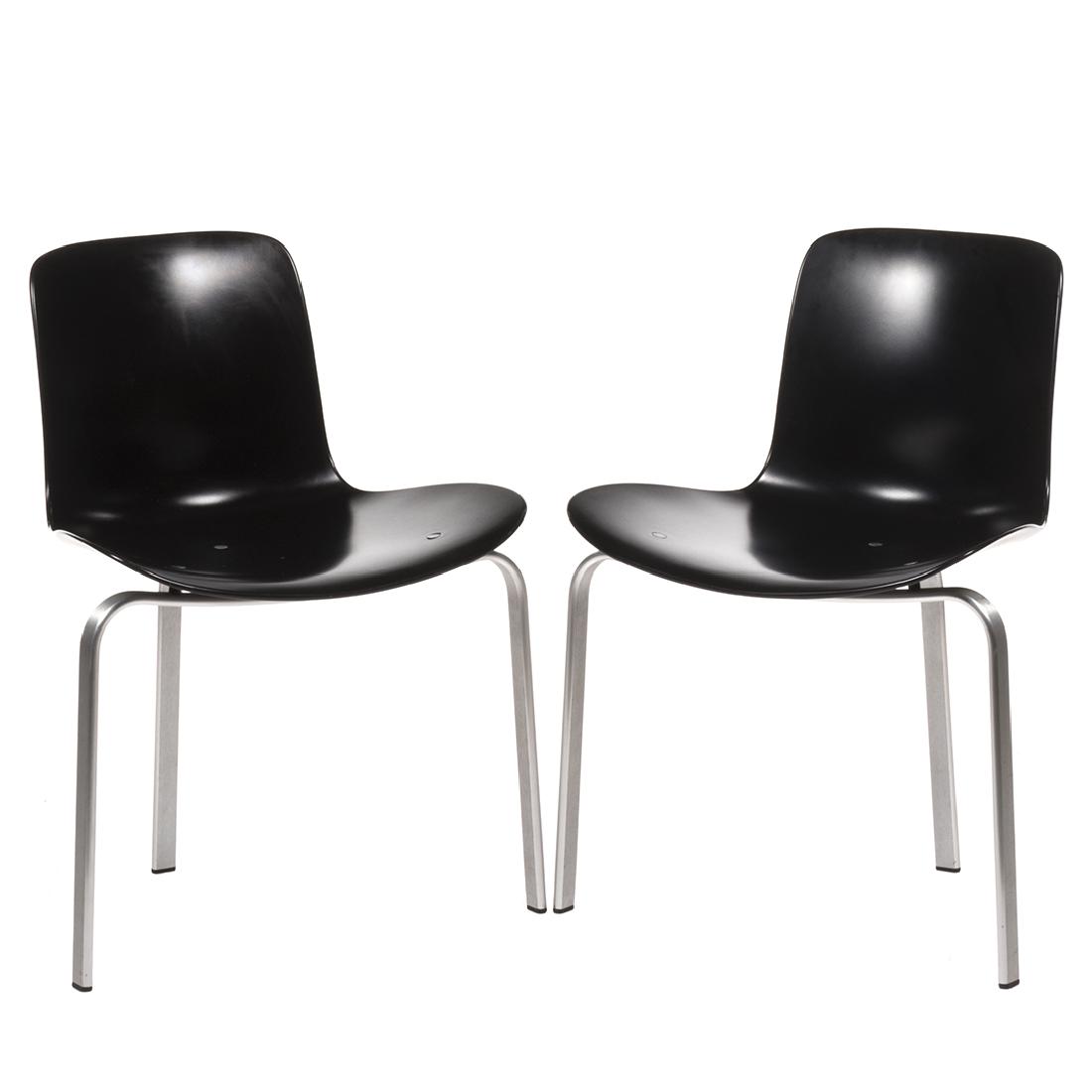 Poul Kjaerholm PK-8 Chairs (2): Pair of PK-8 chairs designed by Poul Kjaerholm in 1978. Produced in 2007 by Fritz Hansen. 31" H x 24" W x 21" D.