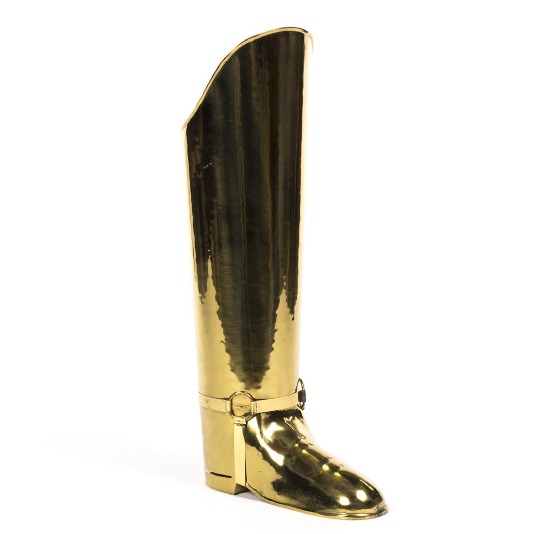 Belgian Brass Boot Umbrella Stand (1 of 3)