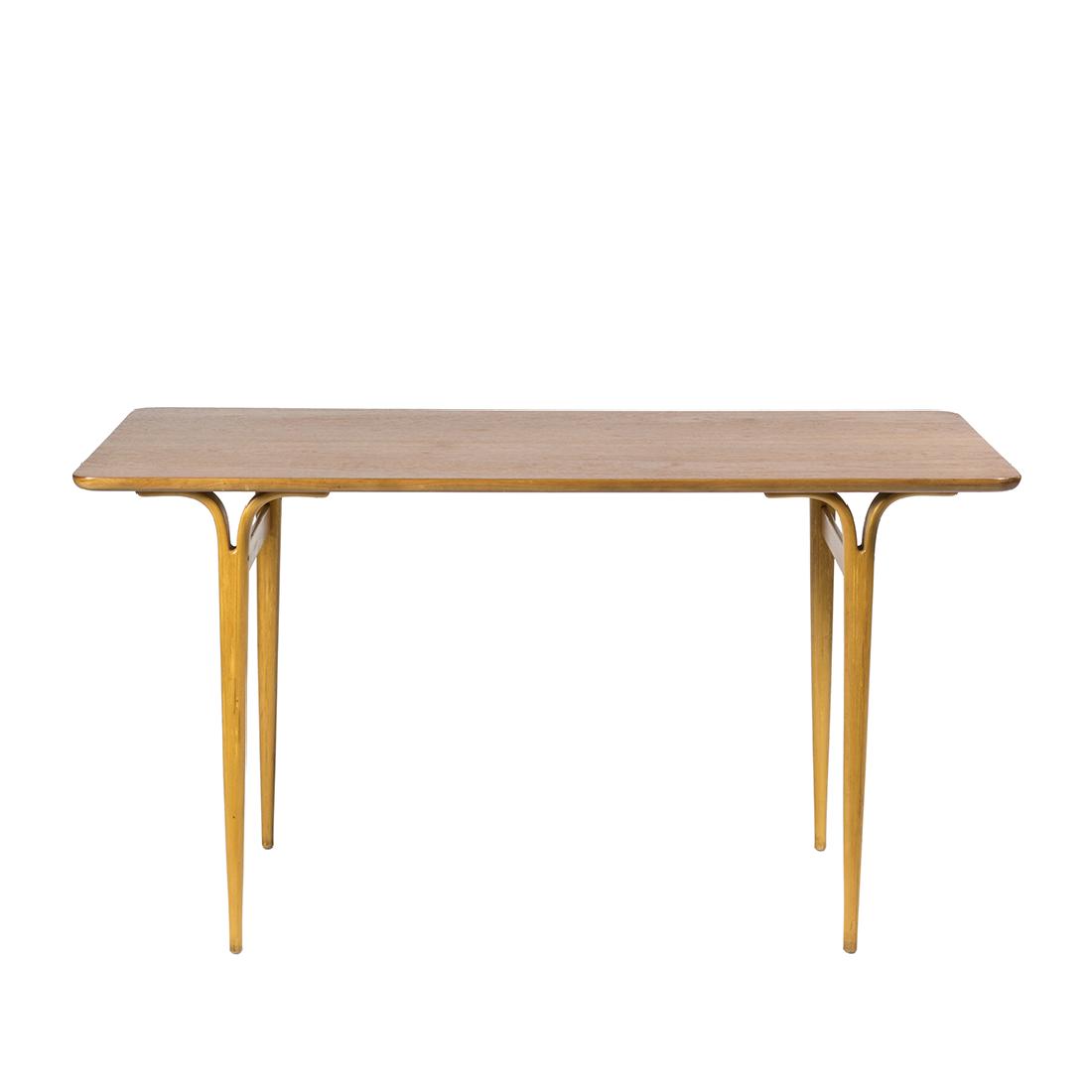 Bruno Mathsson Table: Teak and birch table by Bruno Mathsson, 1940s. 29" H x 55" W x 27 1/2" D.