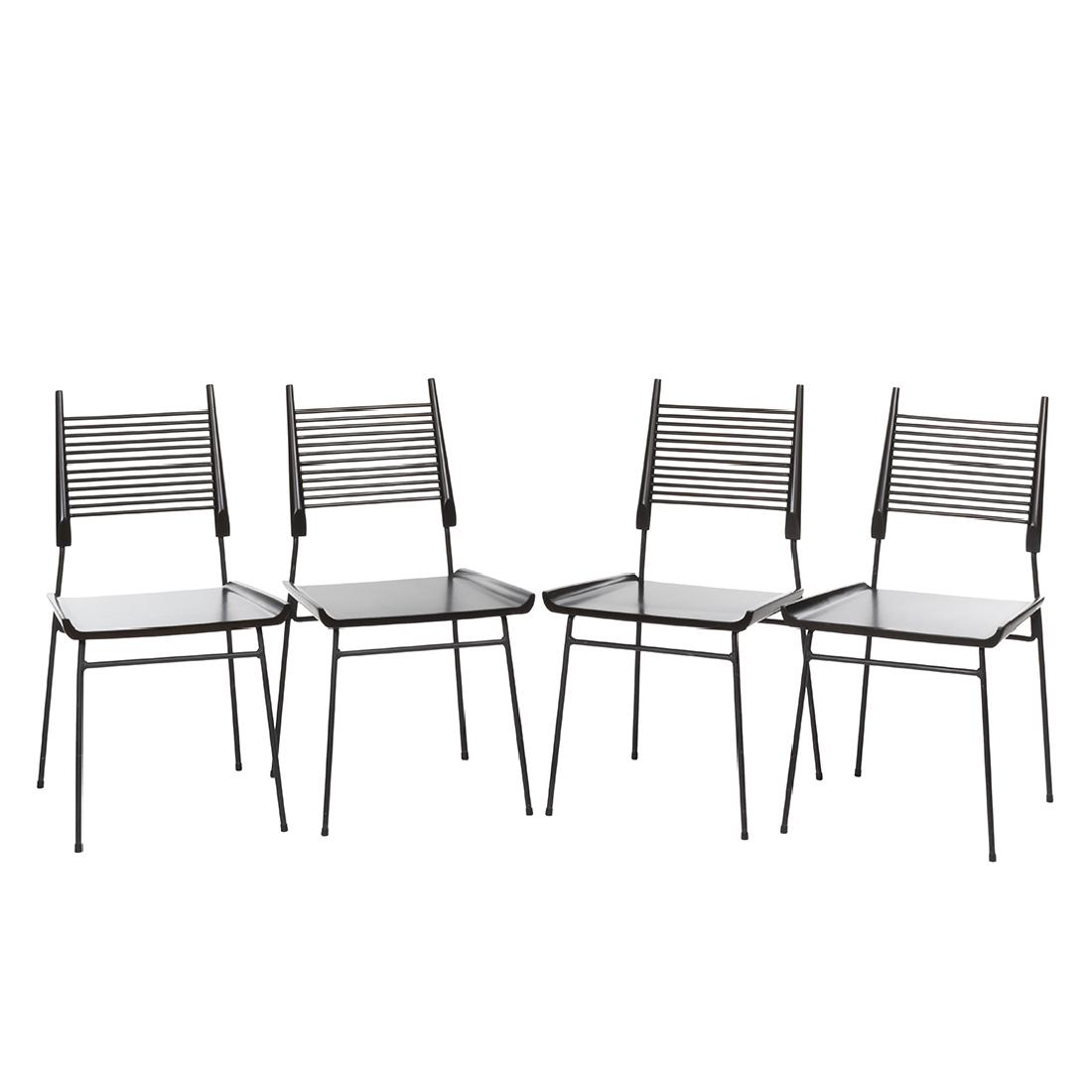 Paul McCobb Shovel Chairs (4): Set of four walnut Planner Group 1533 Shovel chairs by Paul McCobb for Winchendon Furniture Company, 1950s. 34" H x 18" W x 20" D.