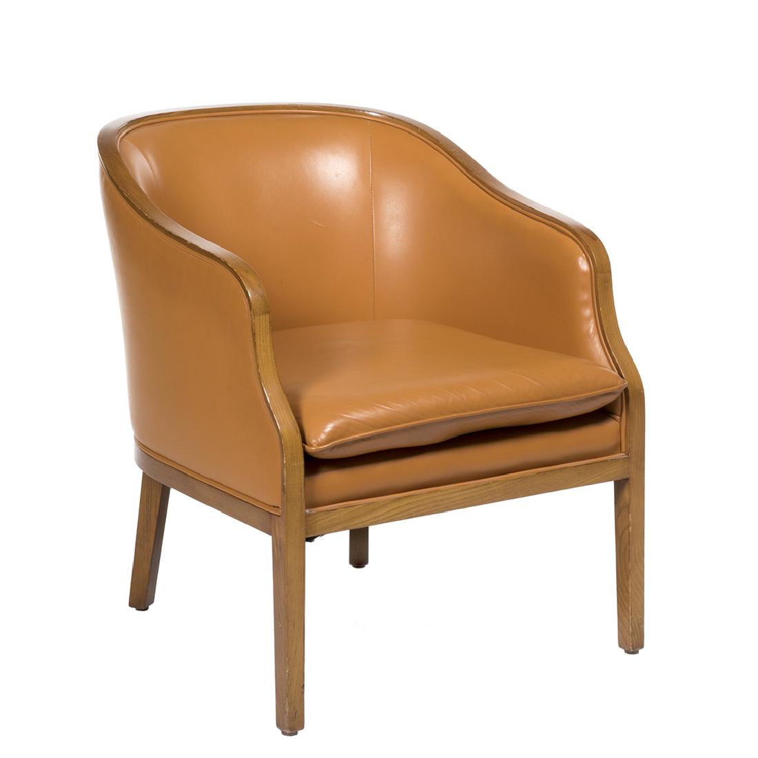 Ward Bennett Leather Chair: Leather arm chair by Ward Bennett for Brickel Associates, 1970s. 31" H x 25" W x 28" D.