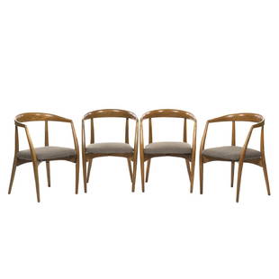 Lawrence Peabody Dining Chairs (4): Set of four oak dining chairs by Lawrence Peabody for Richardson Nemschoff, 1960s 31" H x 23" W x 20" D.