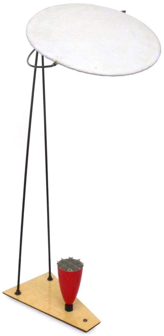 Mitchell Bobrick Control Floor Lamp: Control floor lamp with painted aluminum shade and fiberglass diffuser by Mitchell Bobrick for Controlight, 1950s. 55" H x 30" W x 26" D.