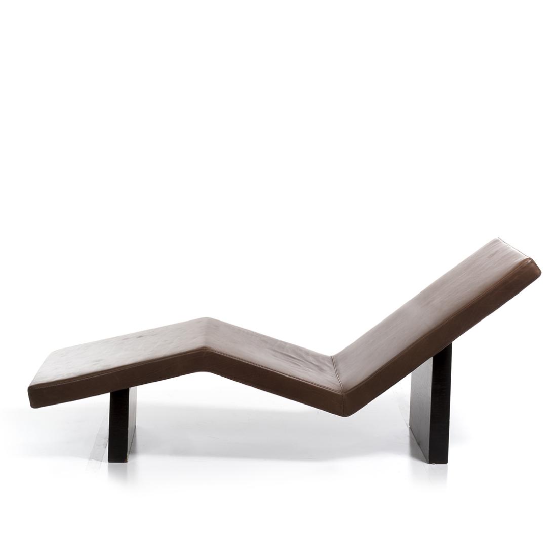 Armani Casa Chaise Lounge: Leather contoured chaise lounge by Armani Casa, 1990s. 30" H x 75" W x 26" D.