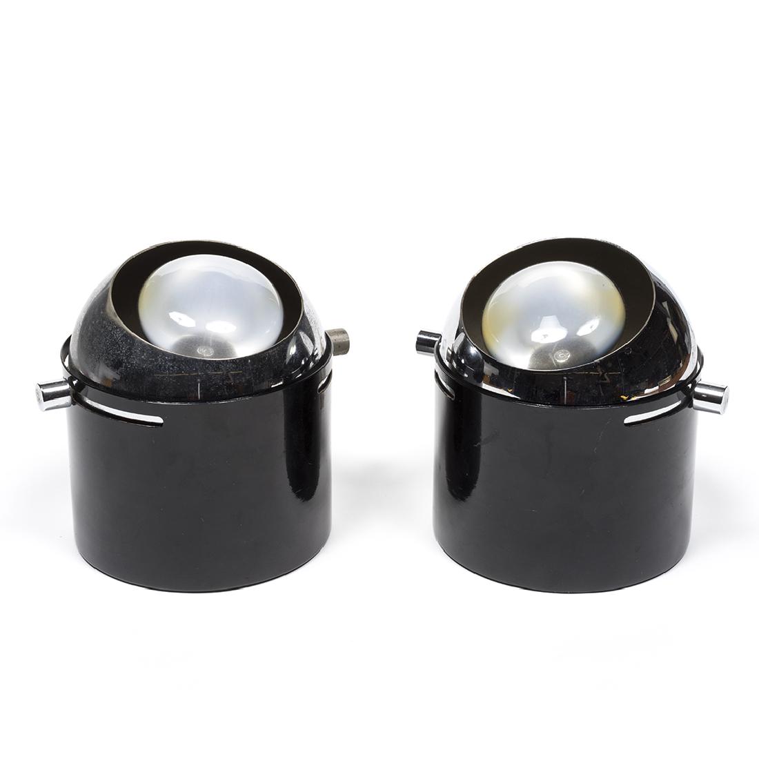 Bill Curry Eyeball Lamps (2): Pair of Eyeball table lamps or sconces by Bill Curry, 1970s. 5" H x 6" D.