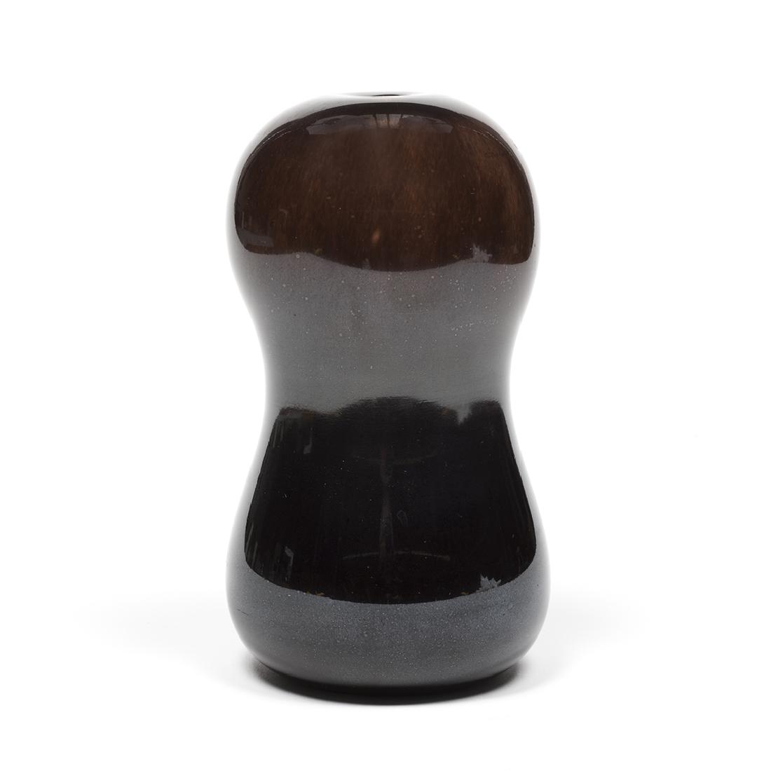 Art Glass Bud Vase: Brown glass bud vase, signed 1979. 6" H x 3" D.