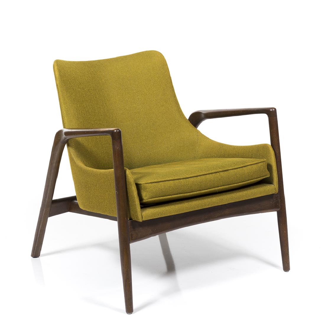 Kofod Larsen Lounge Chair: Oak framed lounge chair by Kofod Larsen for Selig, Denmark 1960s.
