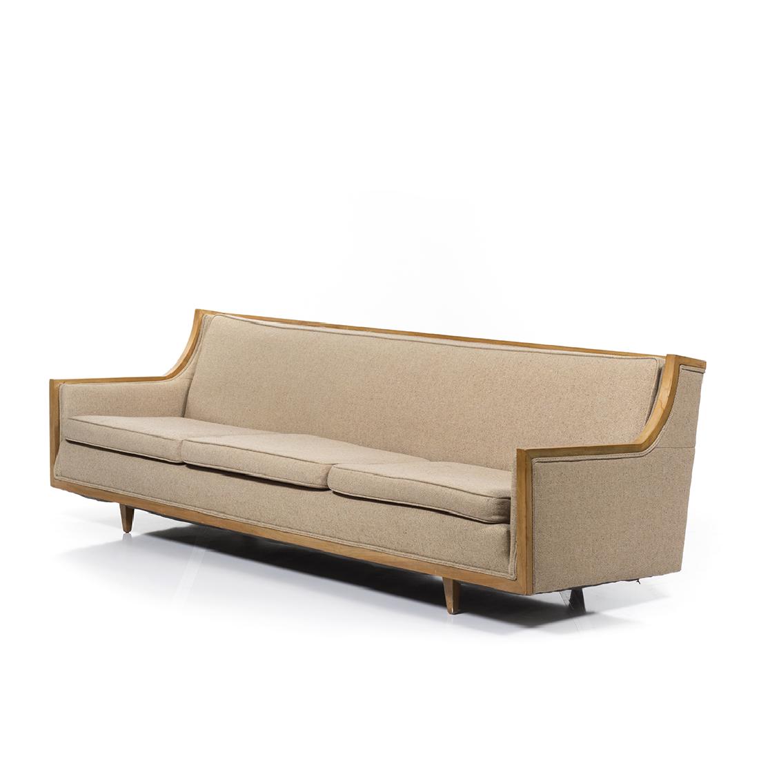 Widdicomb Sofa: Wood-framed sofa by Widdicomb, 1950s. 31" H x 96" W x 31" D.