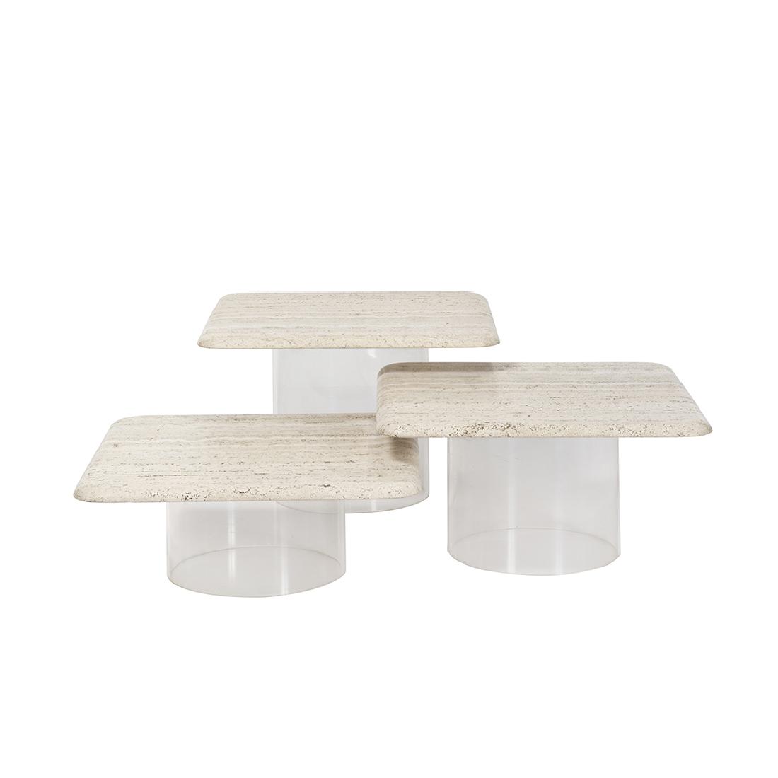 Travertine and Acrylic Tables (3) (1 of 5)
