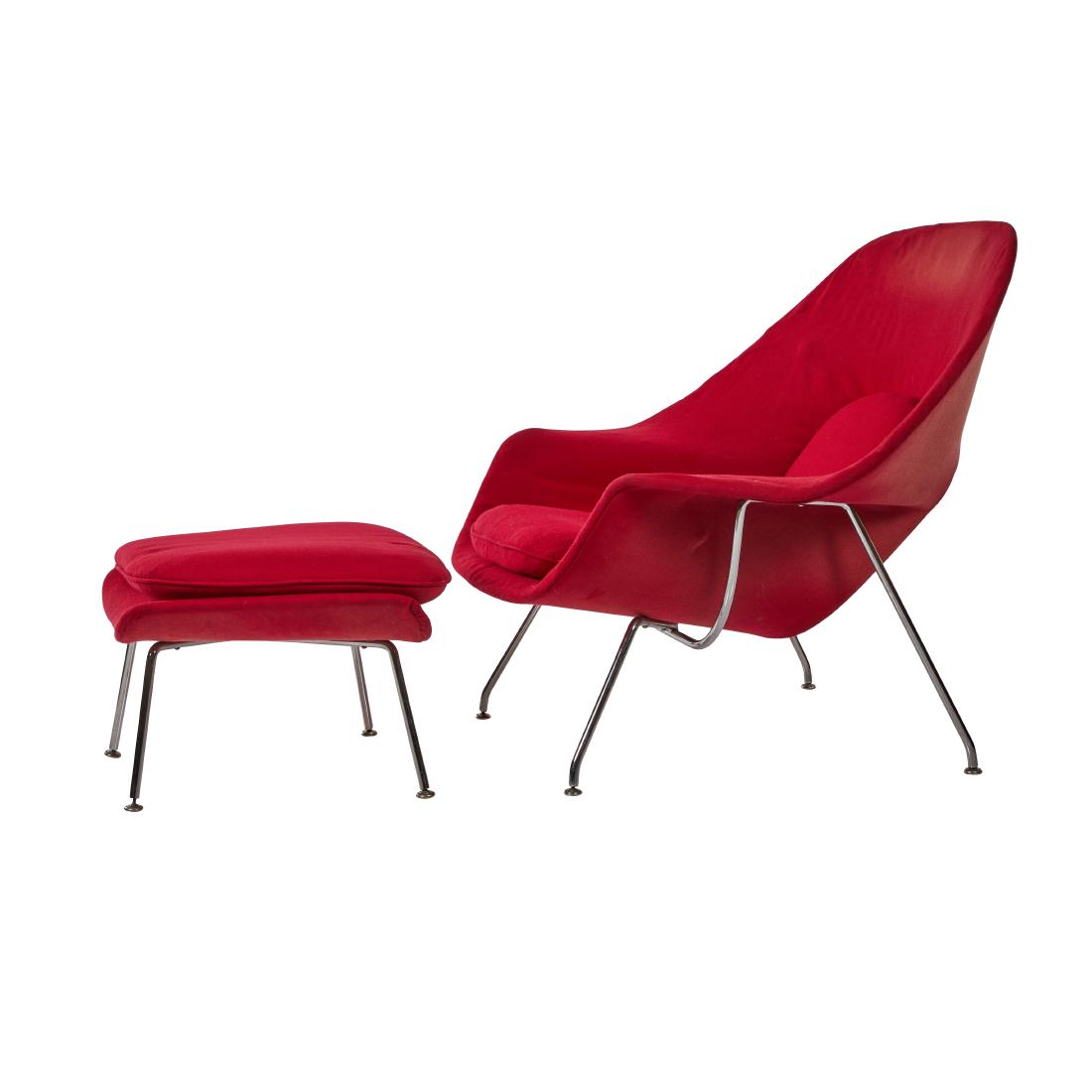 Eero Saarinen Womb Chair and Ottoman: Womb chair and ottoman by Eero Saarinen for Knoll, 1970s. 36H x42W x30D inches