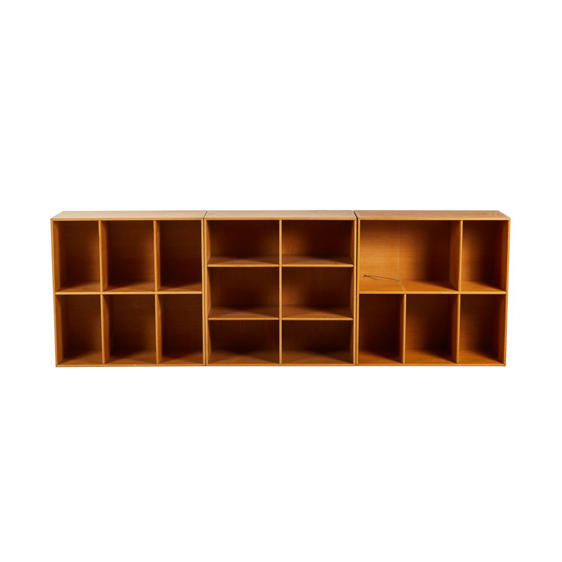 Mogens Kold Modular Oak Bookcases (3): Set of three modular oak bookcases by Mogens Kold, Denmark 1950s. 31.5H x31.5W x12D inches