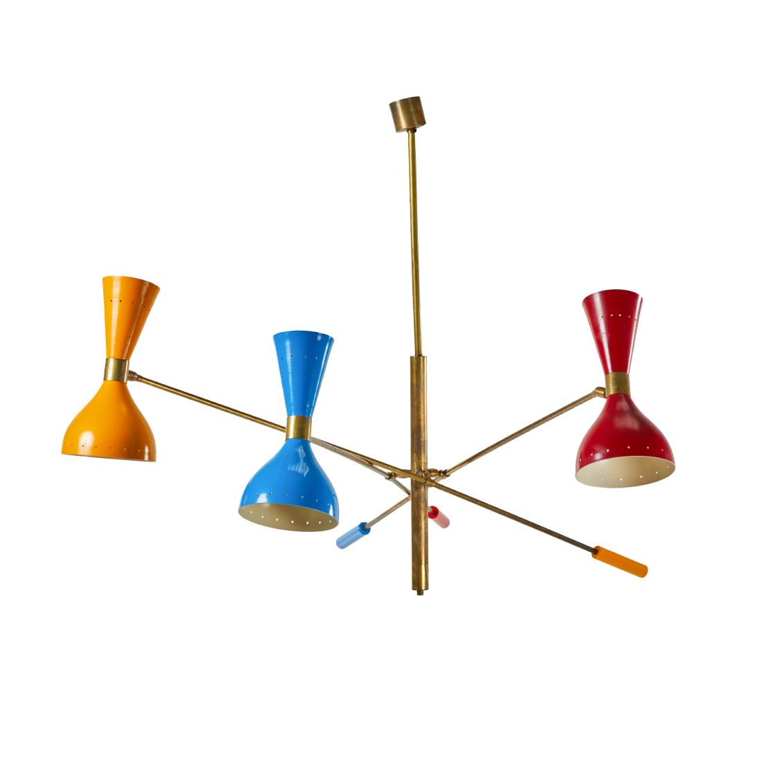 Stilnovo Style Three-Arm Chandelier (1 of 3)