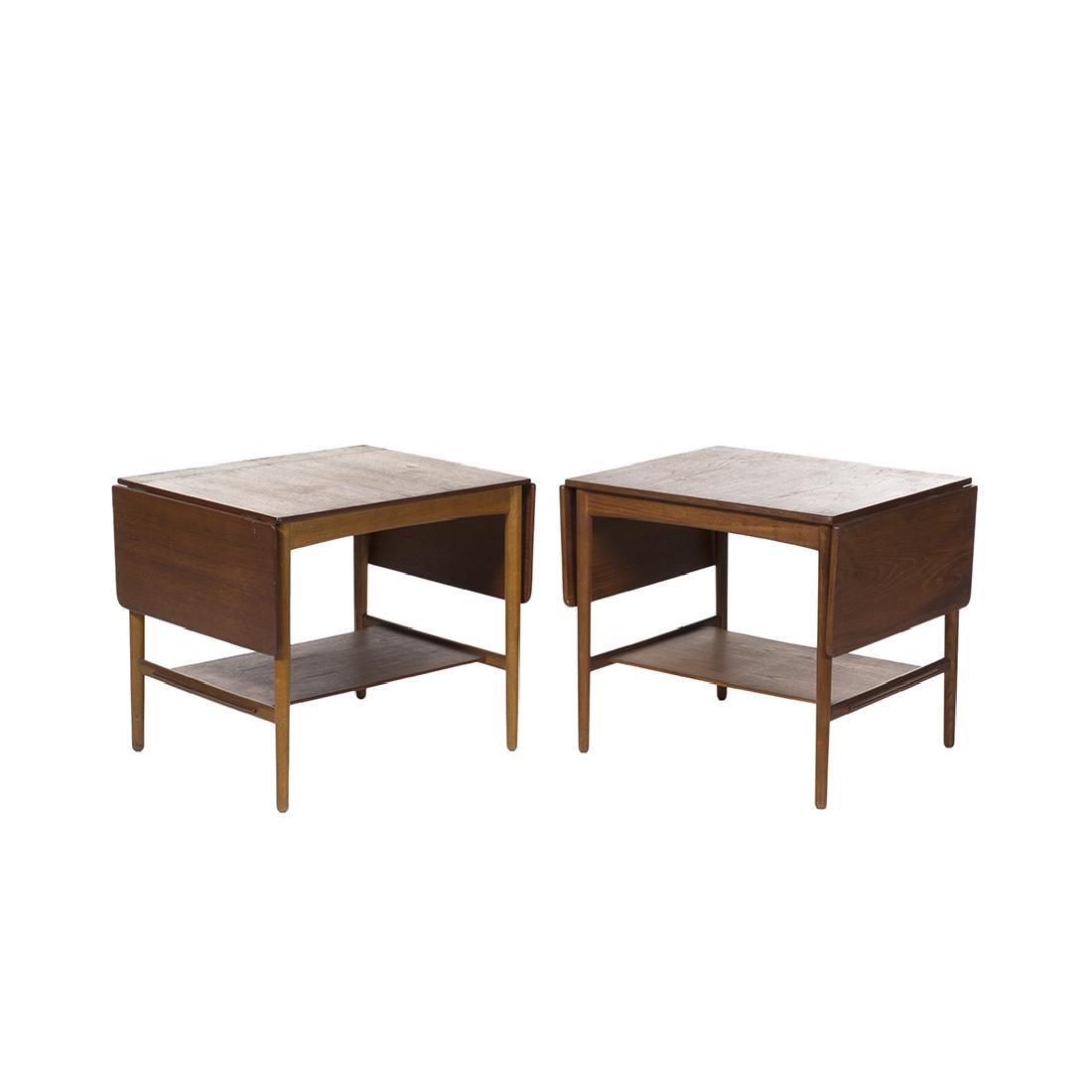 Hans Wegner Drop Leaf Side Table (2): Pair of teak drop leaf tables by Hans Wegner for Andreas Tuck, Denmark 1950s.